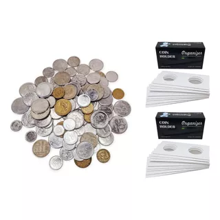 100 Moedas Antigas Brasileiras + 100 Coin Holders