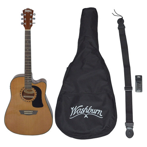 Washburn Ad5cepack Paquete Guitarra Natural Electroacústica