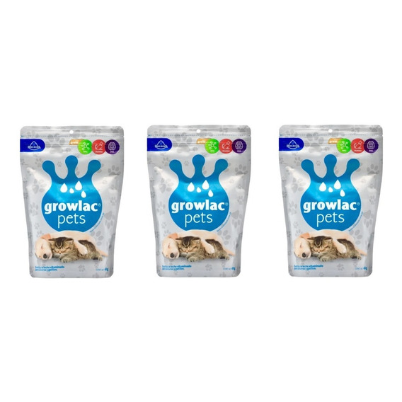 Sustituto De Leche Growlac Pets 3 X 450g Perros Y Gatos 