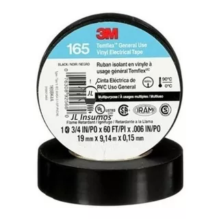 3m Cinta Aisladora Temflex 165 18mm X 18 Metros Pack X10 Color Negro Liso