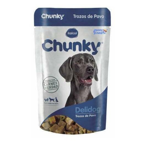 Alimento Chunky Delidog para perro adulto todos los tamaños sabor pavo en sobre de 250g