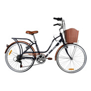 Bicicleta Urbana Monk Loving R24 6v Frenos V-brakes Color Negro Con Pie De Apoyo