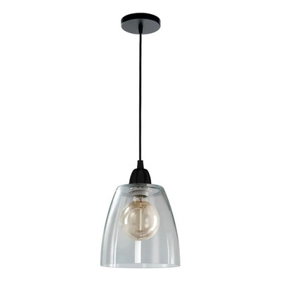 Colgante 1 Luz Vidrio Transparente Negro Vintage Apto Led