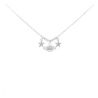 Collar De Plata .925 Dije Circonia Planeta Estrellas Agálea 