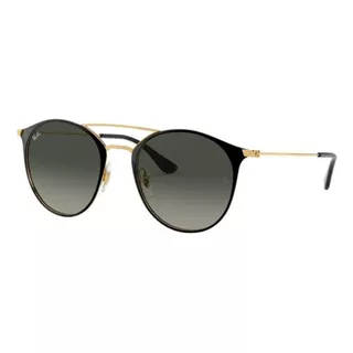 Anteojos De Sol Ray-ban Rb3546 Standard Con Marco De Acero Color Black, Lente Grey De Cristal Degradada, Varilla Gold De Acero