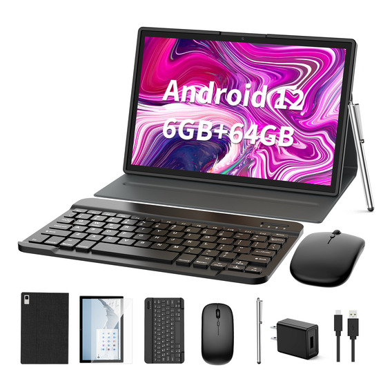 Tablet Hd Android 10'' 6g+64g Memoria Ram Teclado Con Funda