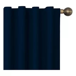 Cortina Blackout 2 Paños 140x220cm Presillas Color Azul