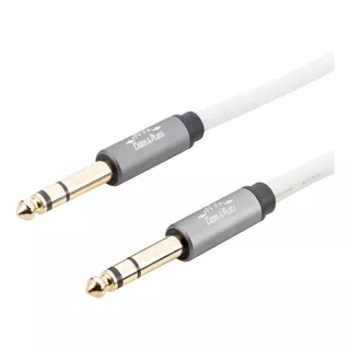 Cabo Trs Branco 50cm P10 Stereo 6.35mm - P10 Stereo 6.35mm