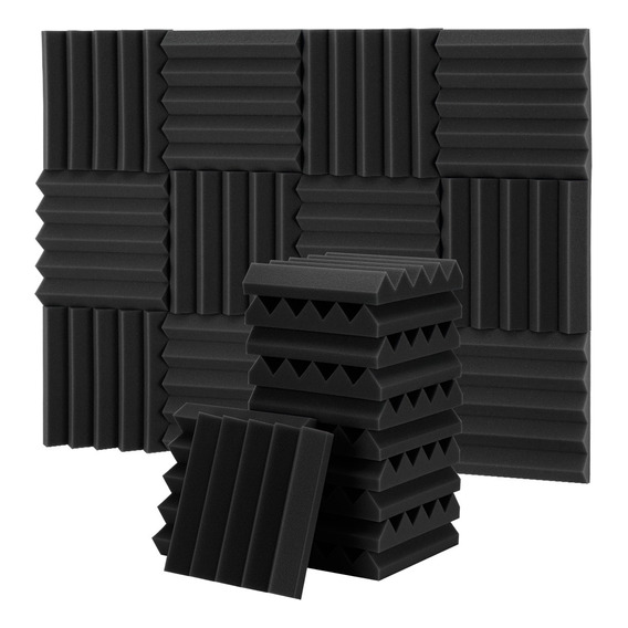 24 Paneles De Espuma Acústica Kit Alta Densidad Espuma Negra