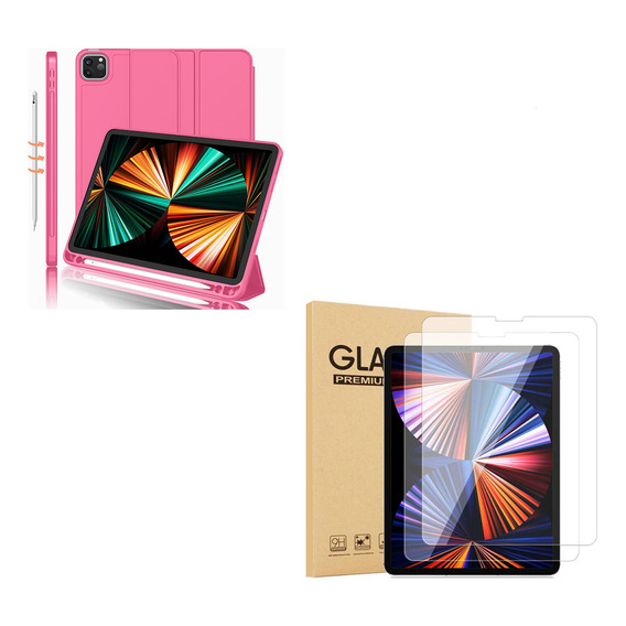 Carcasa Lamina Vidrio Smart Cover iPad 12.9 (pro) Colores