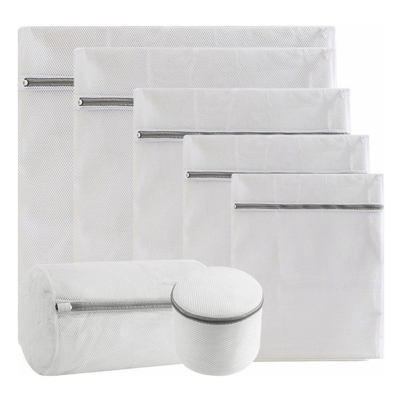 Set De 7 Blanco Malla Bolsa Para Lavar Ropa Lavadora