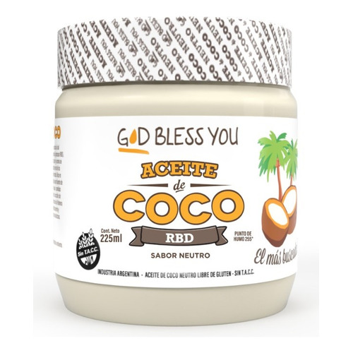 Aceite de coco neutro God Bless You 225ml