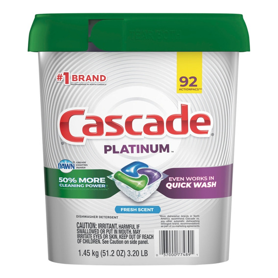 Lavavajillas 92 Capsulas Cascade Platinium Quick Wash