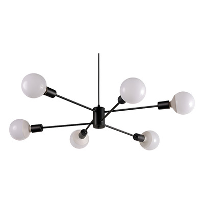 Araña Colgante Texas 6 Luces Negro Vintage Apto E27 Deco