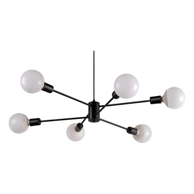 Araña Colgante Texas 6 Luces Negro Vintage Apto E27 Deco Negro