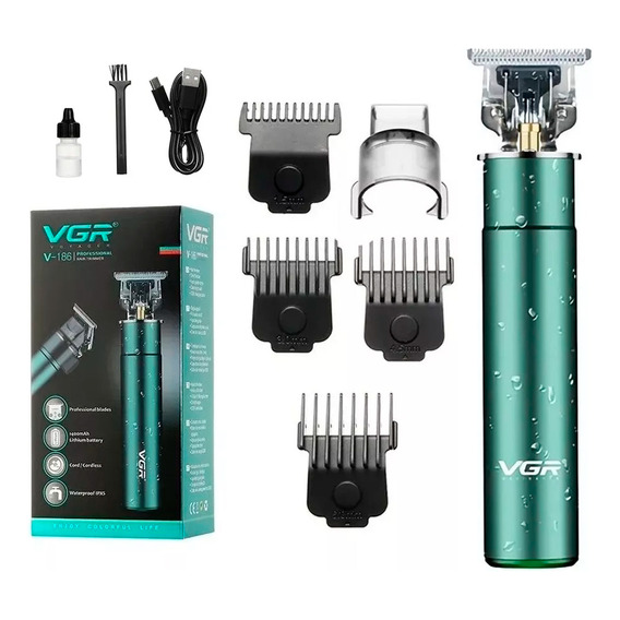 Maquina Corta Pelo Patillera Barba Vgr V-186 Recargable Usb Color Verde claro