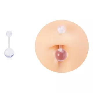 Piercing Silicone Bio Plástico Reserva Exames Praia Cor Transp Umbigo