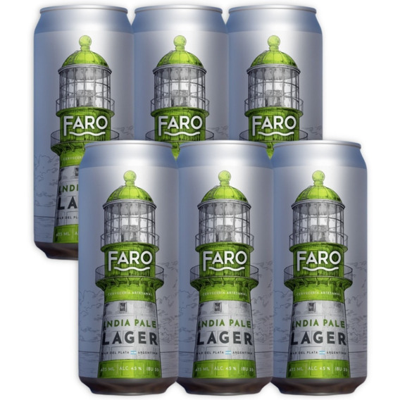 Cerveza Artesanal Faro India Pale Lager Pack X6u 473ml