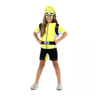 Fantasia Power Ranger Amarelo Feminino Infantil Evento Festa