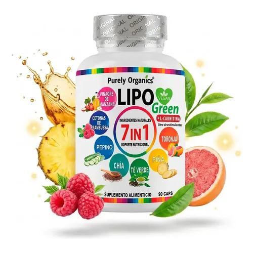 vinagre de manzana con toronja te verde y l carnitina Lipo Green 7-in-1 L-Carnitina, Manzana, Cetonas de Frambuesa, T Verde, Cha, Pia, Pepino | Apoyo al Metabolismo Lipo Green 7-in-1 con L-Carnitina,