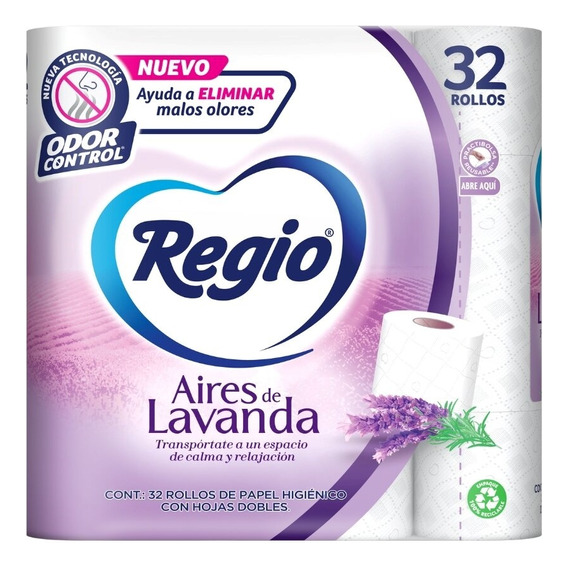 Papel Higiénico Regio Aires De Lavanda, 32 Rollos