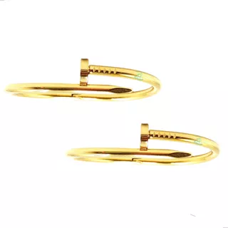 2 Pulseiras Bracelete Prego Em Aço 316l Prateado Dourado