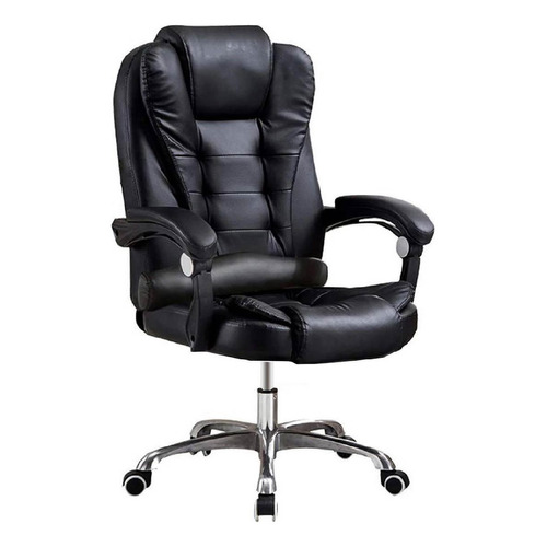 Silla de escritorio Lumax Miles ZGS-959-SA ergonómica  negra con tapizado de cuero sintético