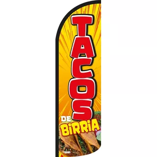 Bandera Tacos De Birria Rayos (4x1mts) Solo Funda 