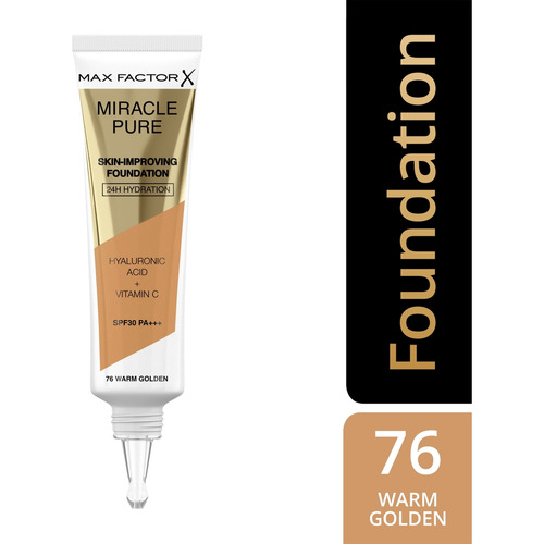 Base de maquillaje en liquido Max Factor Miracle Pure Miracle Cure Foundation SPF30 tono 76 warm golden - 30mL