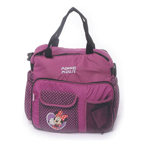 Bolso Maternal Con Cambiador Disney Violeta Minnie Diseño De La Tela Liso