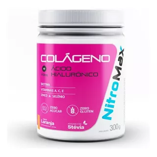 Colágeno Hidrolisado + Ácido Hialurônico 300g Nitromax Sabor Laranja