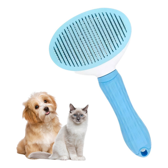 Peine Para Perro Gato Quita Pelo Para Mascotas Automatico Color Azul Claro