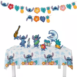 Kit Mais Festa Stitch - Toalha Mesa, Dec. Mesa E Faixa Decor