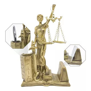 Escultua Decorativa Estátua Dama Justiça Enfeite Escritório Cor Dourado-escuro