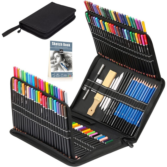 Conjunto 145 Lápices De Dibujo De Colores Metálicos Grafito