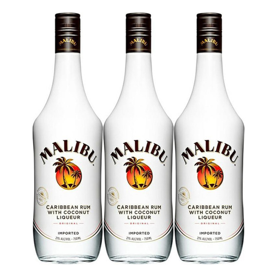 Ron Malibu Con Coco 750ml X3 Original Origen Barbados Oferta