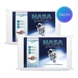 Kit 2 Travesseiros Nasa Visco Perfil Alto 14cm Antialérgico