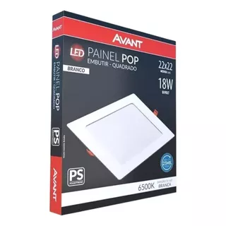 1x Painel Plafon Embutir Quadrado Led 18w Ps Avant 6500k