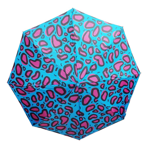 Paraguas Mini Dama Diseño Vivos 67.p6055 Amayra- Lemi Equip Color Celeste Diseño De La Tela Manchas Rosa