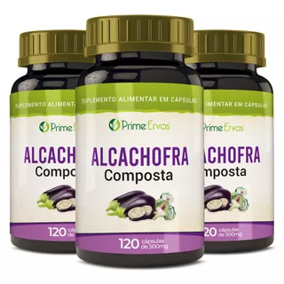 Kit 3 Alcachofra Composta 120 Cápsulas De 500mg