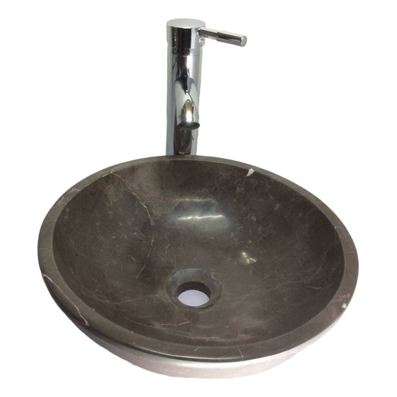 Lavabo Ovalin Mármol Gris Redondo De Sobreponer 35cm*35cm