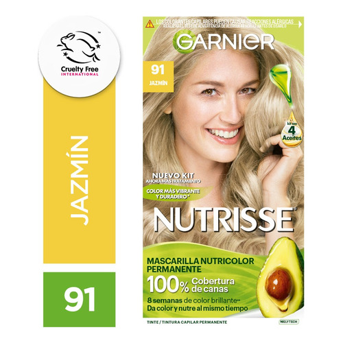 Kit De Tintura Permanente Nutrisse De Garnier Tono Tono 91 Jazmín