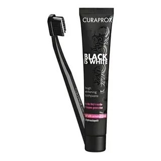 Creme Dental Black Is White + Escova Black 5460 Curaprox 
