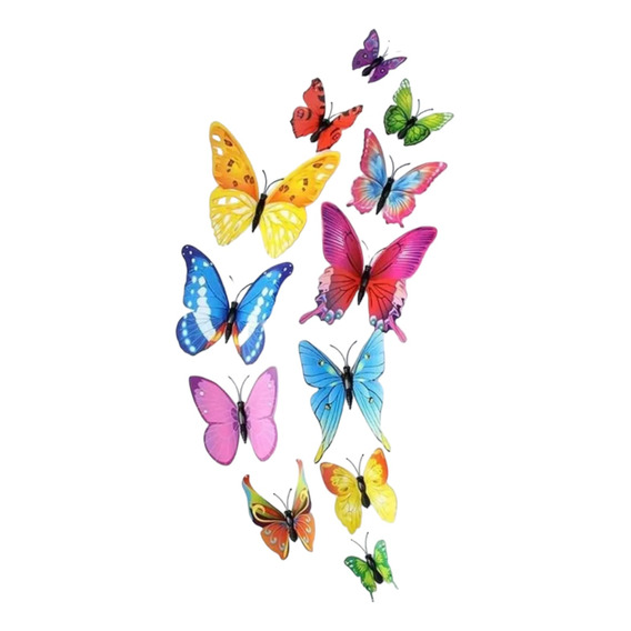 Mariposas 3d Pegatinas Pared, 12 Uds. Decorar Varios Colores