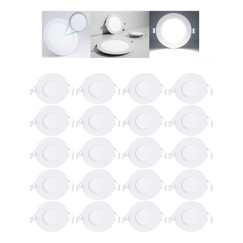 Paquete 20 Lamparas De Empotrar 3w Plafon O Bote Luz Led Color Blanco