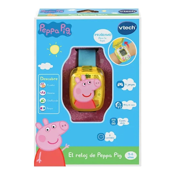 Reloj De Pepa Pig Vtech Malla Color Celeste 3-6 Años Febo