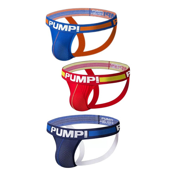 Pump Suspensorios Hombre Gym Jockstrap Calzon 3 Pcs