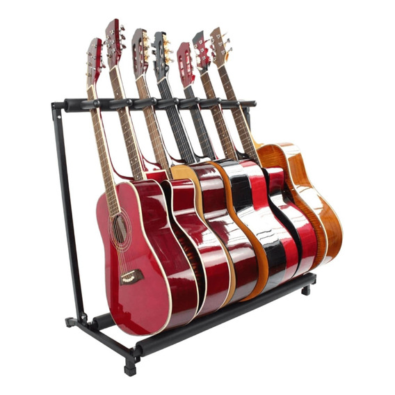 Soporte Base Metal Para 7 Guitarras Y Bajos Estante Plegable