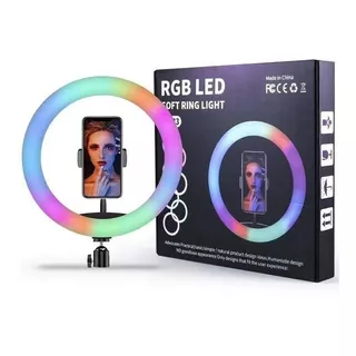 Ring Light 8 P Colorida 20 Com Tripé De Mesa Youtuber Rgb