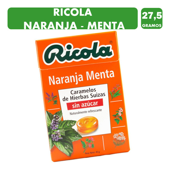 Caramelo Ricola Naranja Menta - Sin Azúcar (caja Con 27,5g)